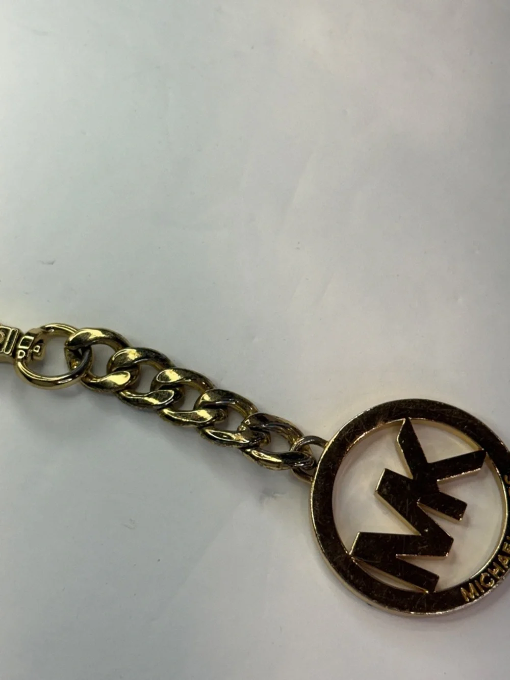 Michael Kors Gold MK Logo Keychain Heavy Chain Bag Charm Luxe - Picture 16 of 16